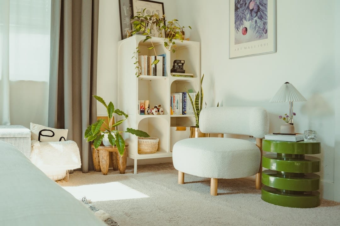 The Dusk Reading Nook with Bergen Armchair, Aalto Side Table, Lofoten Table Lamp and Koster Throw
