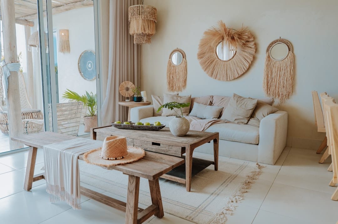 Strand three-seat sofa in oat linen