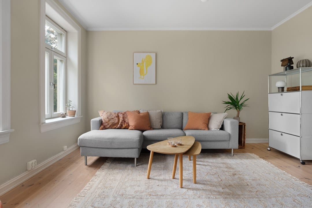 The Sunday Sofa Scene featuring Bergen 3-Seater, Aalto Nesting Tables and Malmö Rug